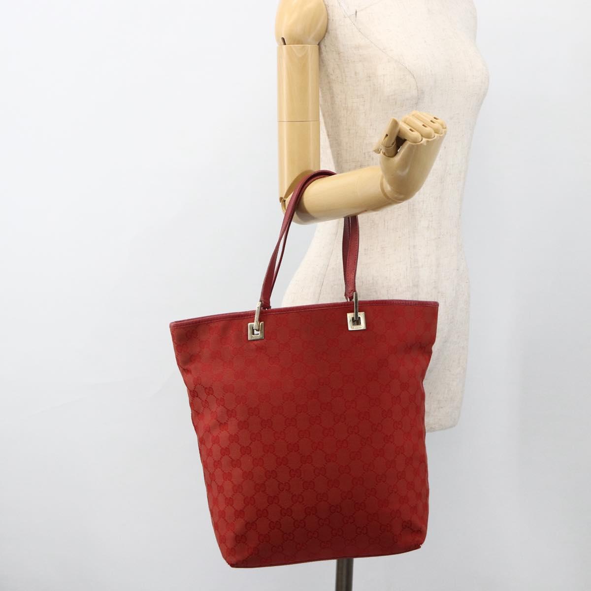 GUCCI GG Canvas Tote Bag Red Gold 002 1098 3444 Auth BSZ638