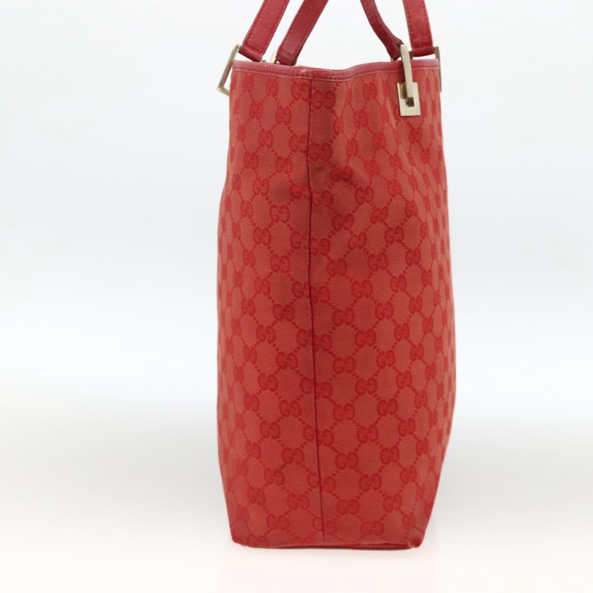 GUCCI GG Canvas Tote Bag Red Gold 002 1098 3444 Auth BSZ638