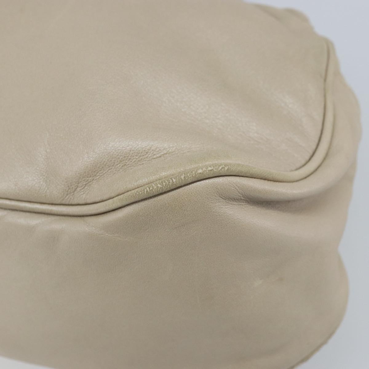 LOEWE Hand Bag Leather Beige Gold Auth LNZ103