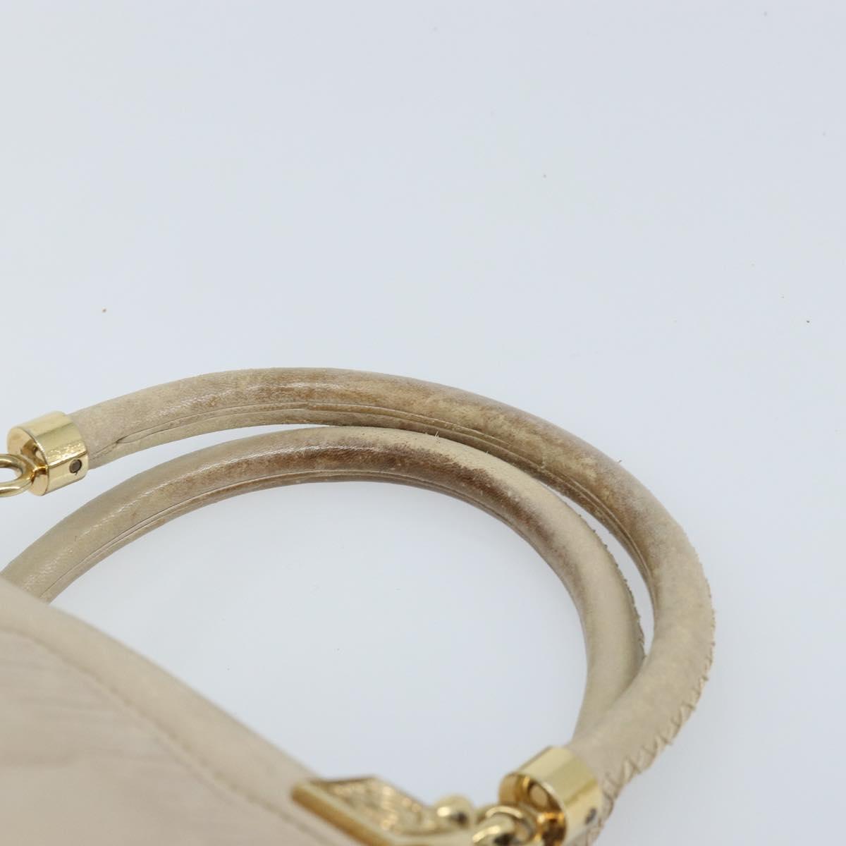 LOEWE Hand Bag Leather Beige Gold Auth LNZ103