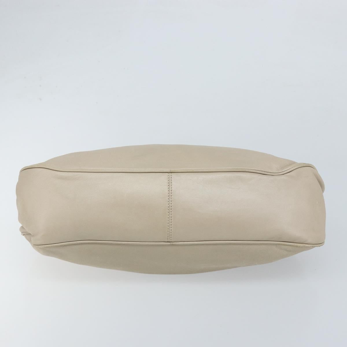 LOEWE Hand Bag Leather Beige Gold Auth LNZ103