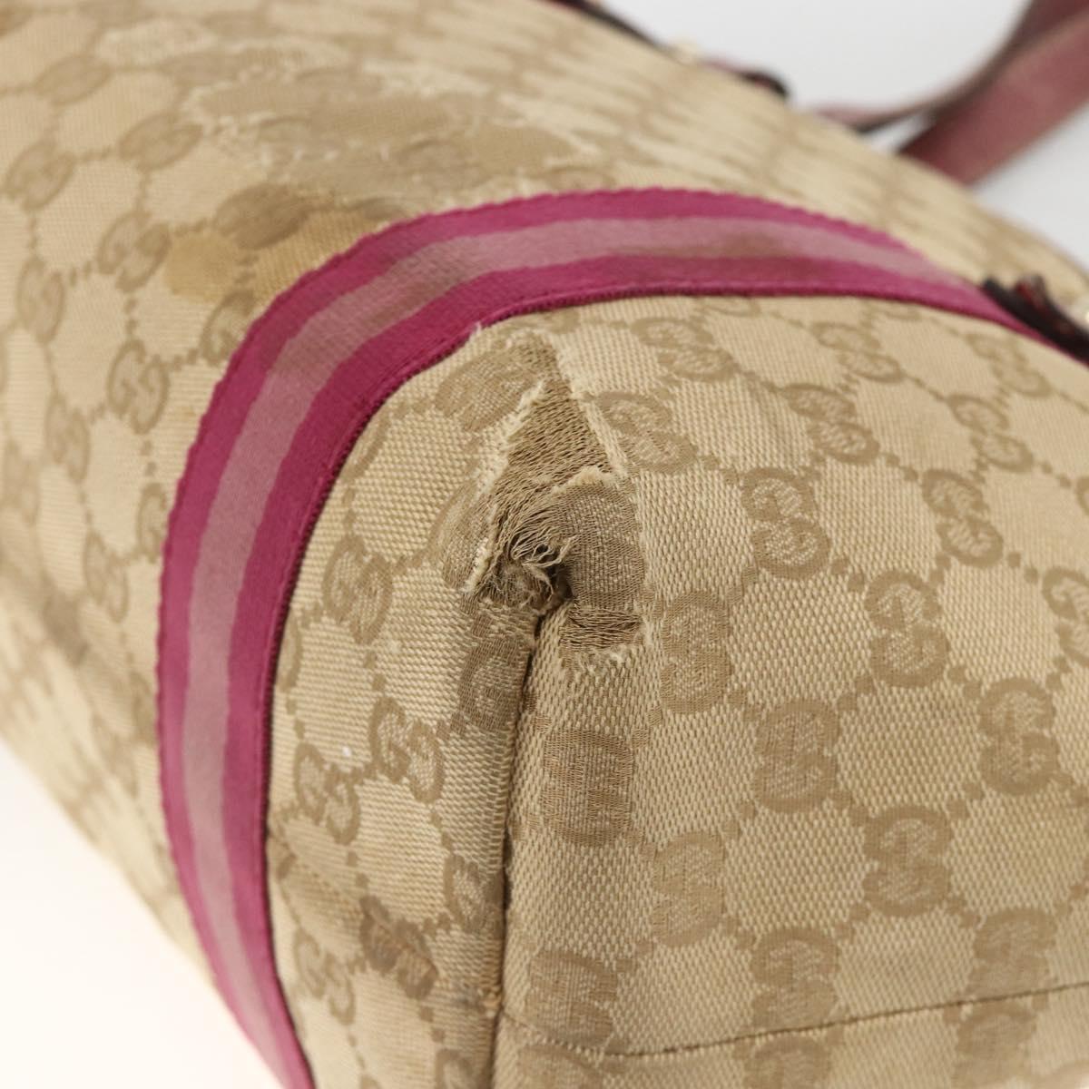 GUCCI GG Canvas Sherry Line Tote Bag Beige Gold 137995 Auth BSZ646