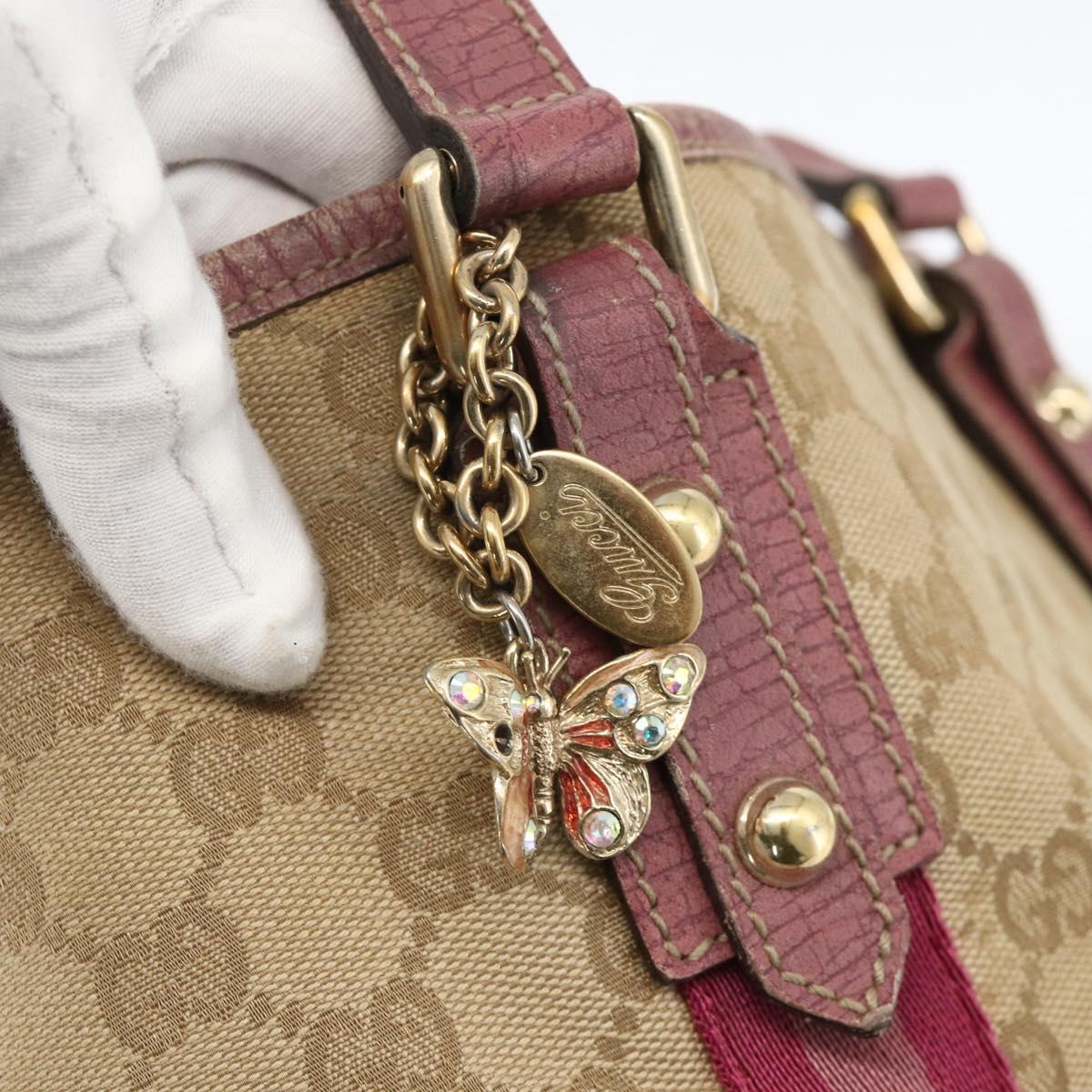 GUCCI GG Canvas Sherry Line Tote Bag Beige Gold 137995 Auth BSZ646