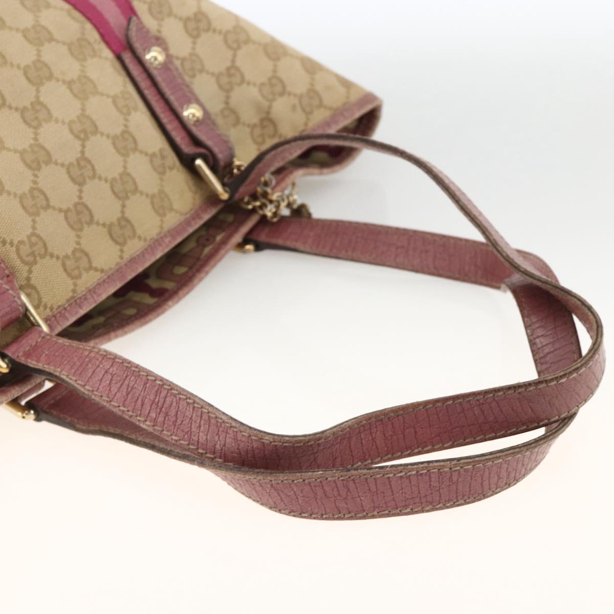 GUCCI GG Canvas Sherry Line Tote Bag Beige Gold 137995 Auth BSZ646