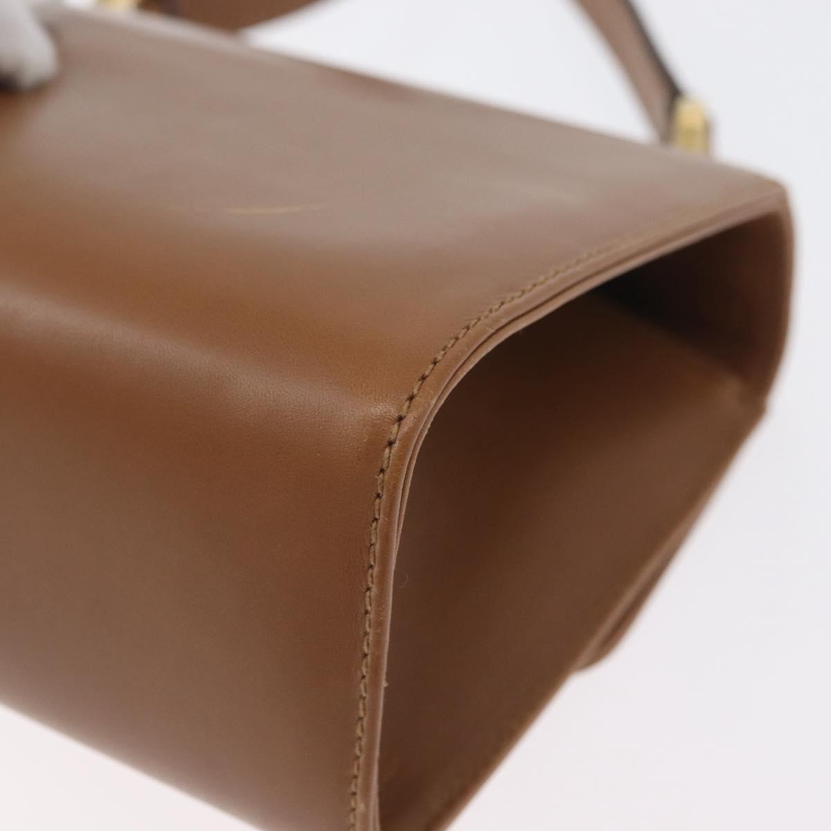 Salvatore Ferragamo Gancini Shoulder Bag Leather Beige Gold Auth BSZ647