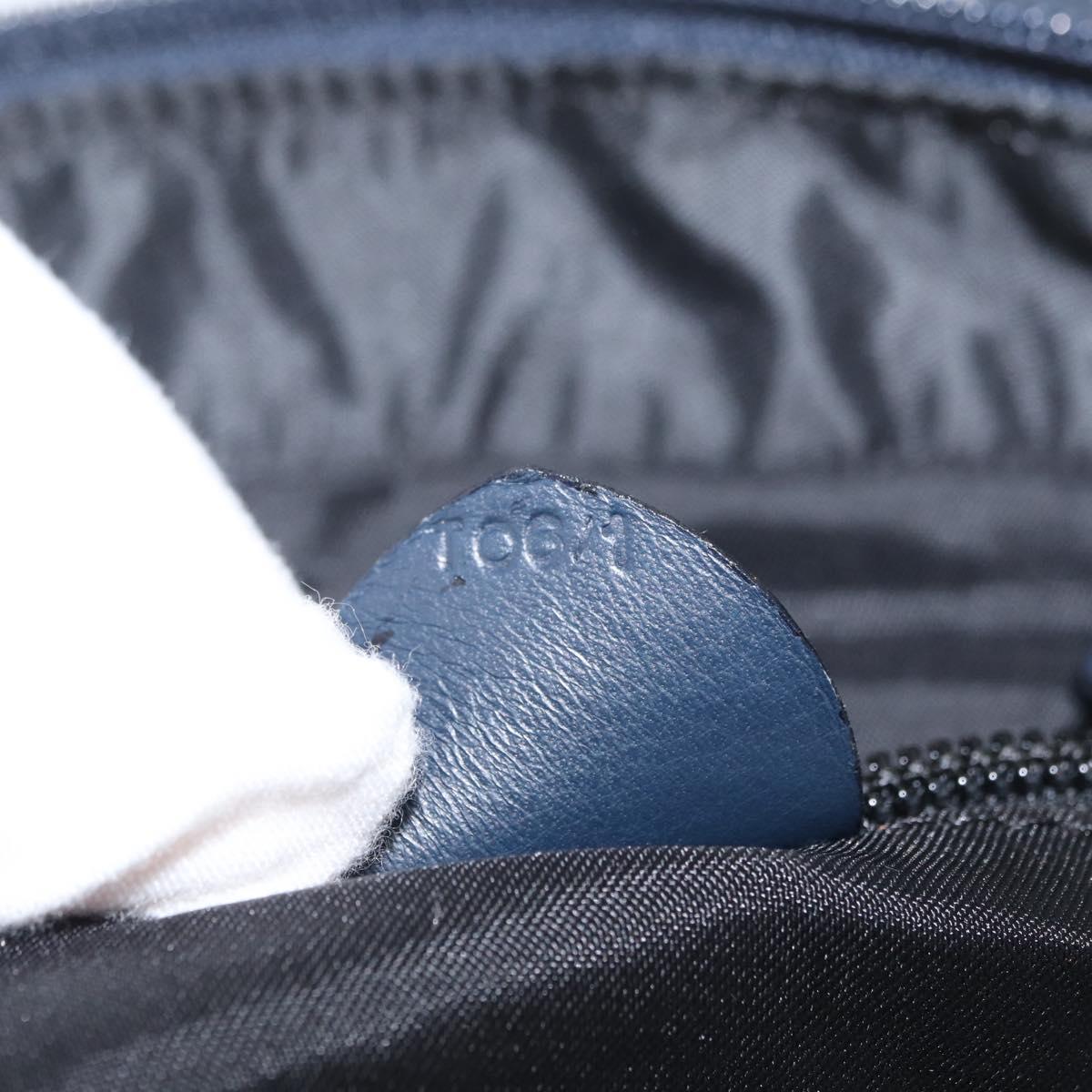 CELINE Circle Hand Bag Nylon Navy Gold Auth BSZ650