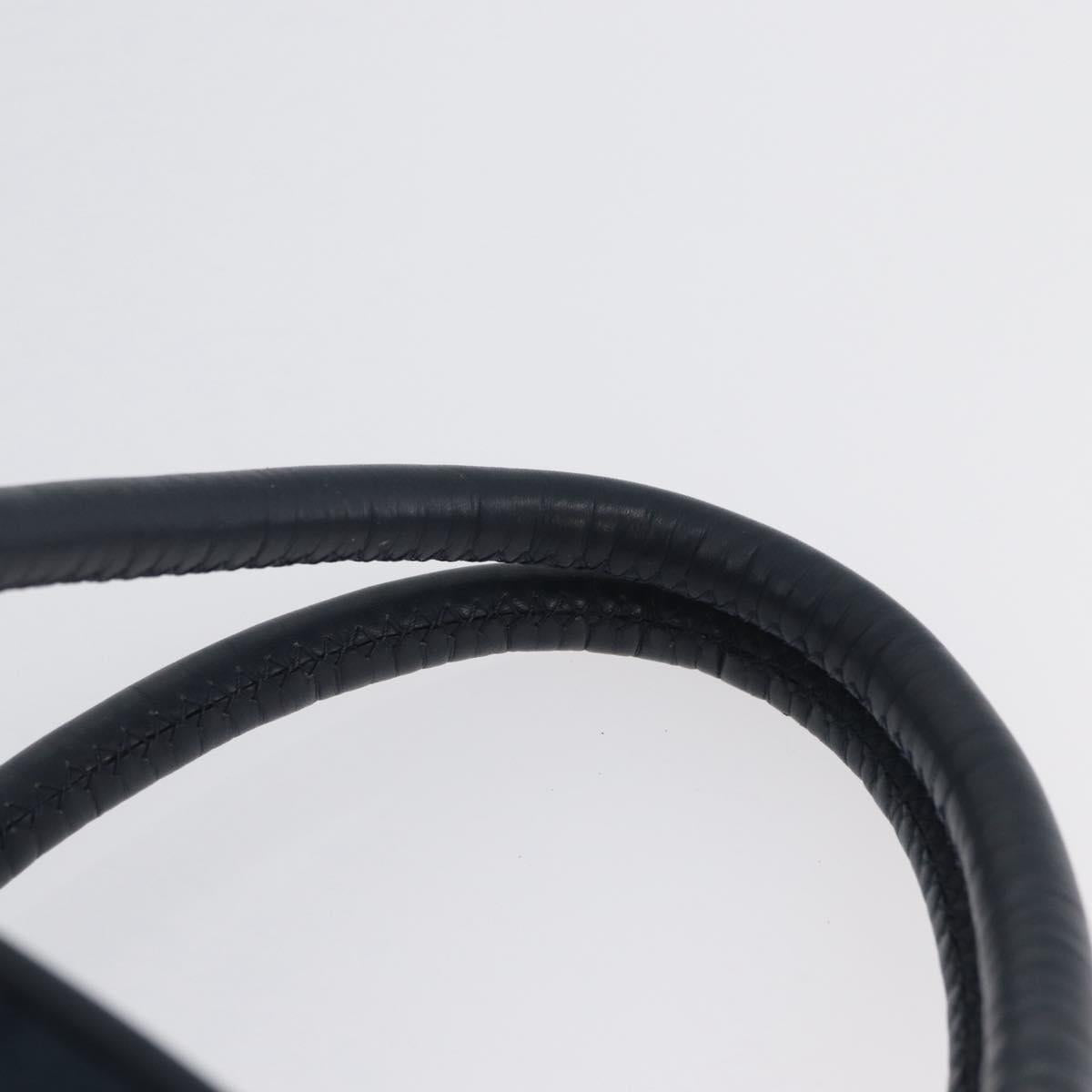 CELINE Circle Hand Bag Nylon Navy Gold Auth BSZ650