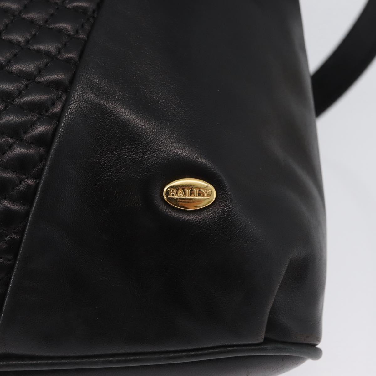 BALLY Shoulder Bag Leather Black Gold Auth BSZ651