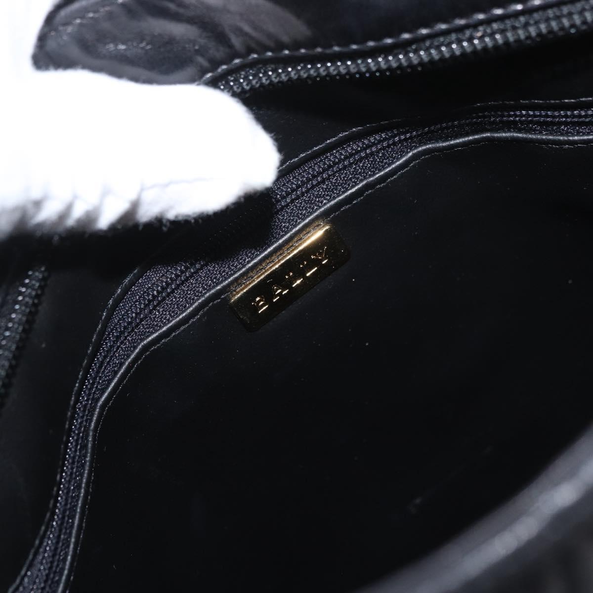 BALLY Shoulder Bag Leather Black Gold Auth BSZ651