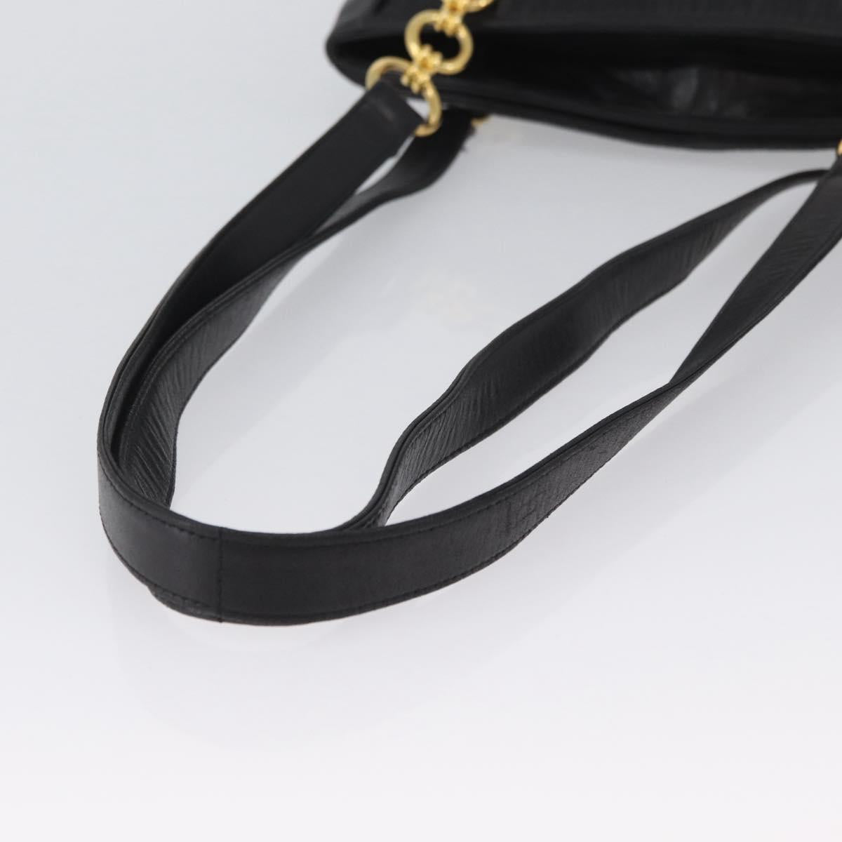 BALLY Shoulder Bag Leather Black Gold Auth BSZ651
