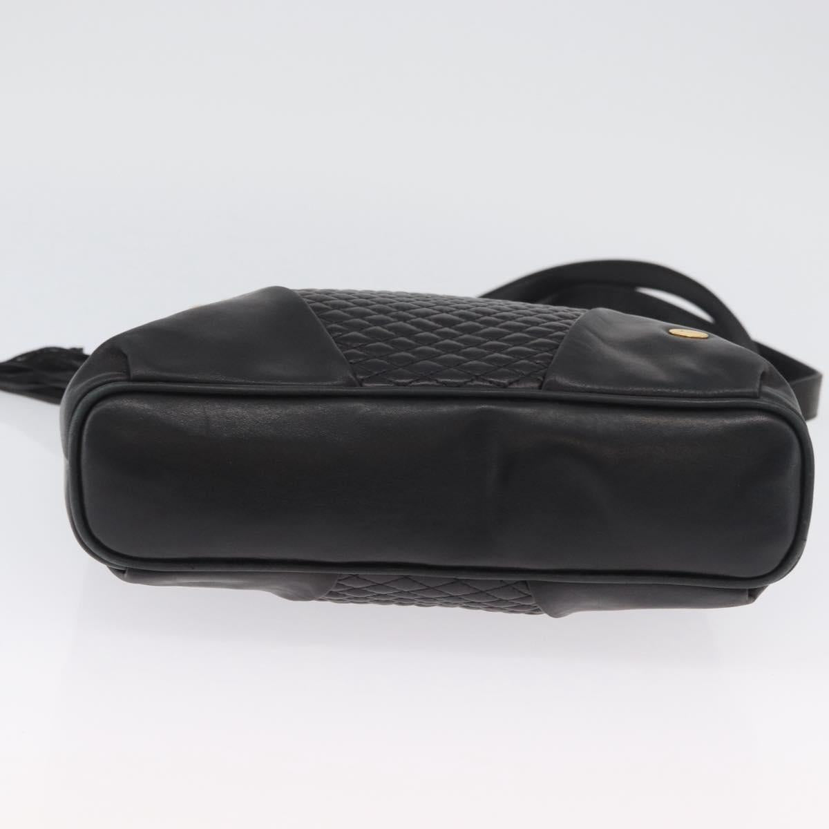 BALLY Shoulder Bag Leather Black Gold Auth BSZ651
