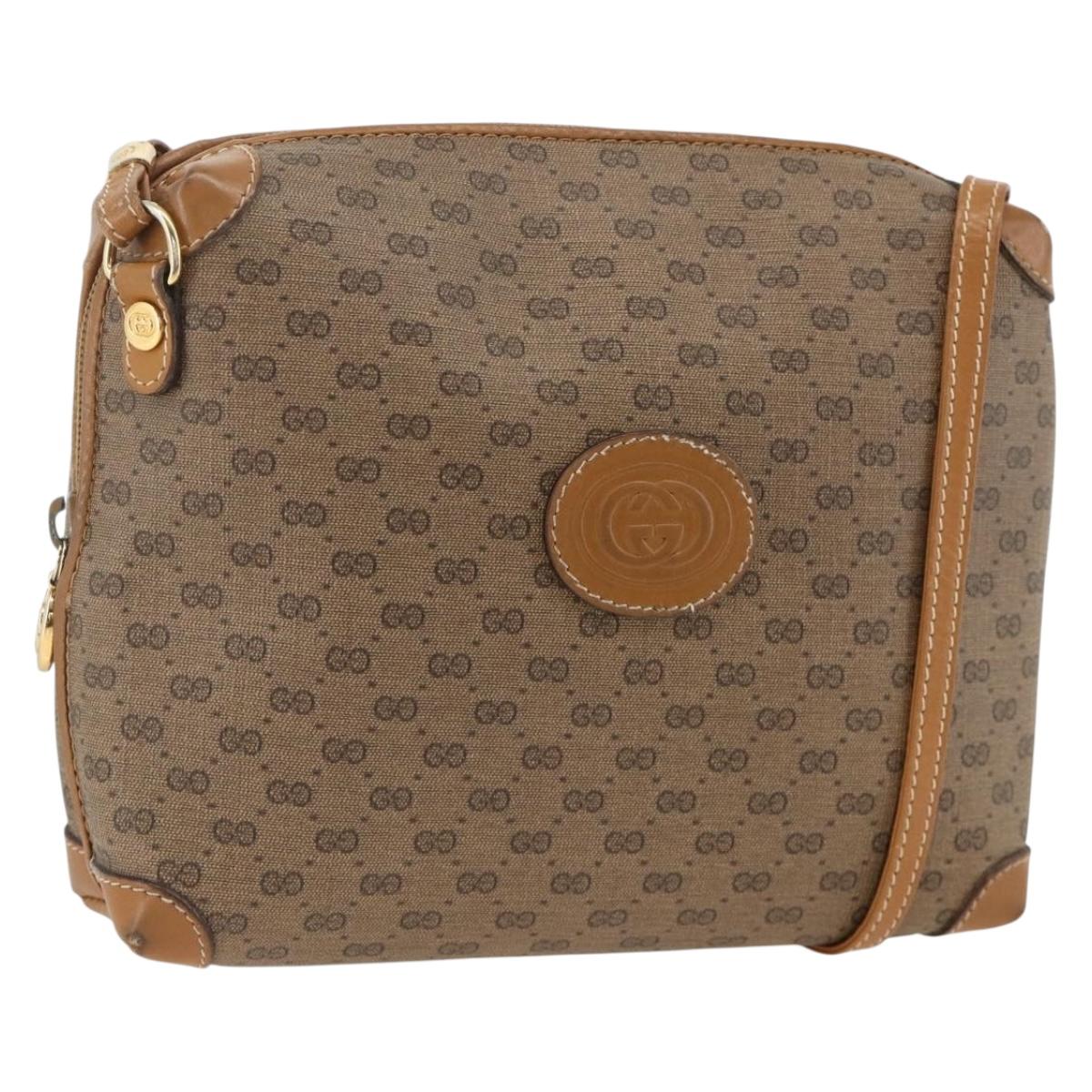 GUCCI Micro GG Supreme Shoulder Bag PVC Beige Gold 007 115 0093 Auth BSZ654