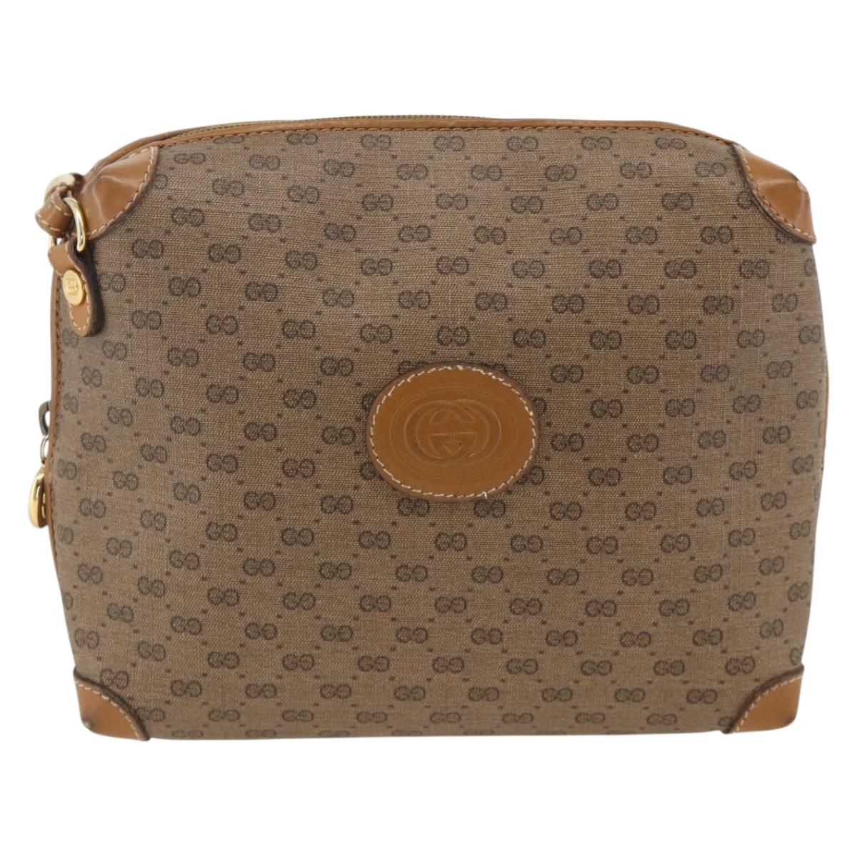 GUCCI Micro GG Supreme Shoulder Bag PVC Beige Gold 007 115 0093 Auth BSZ654