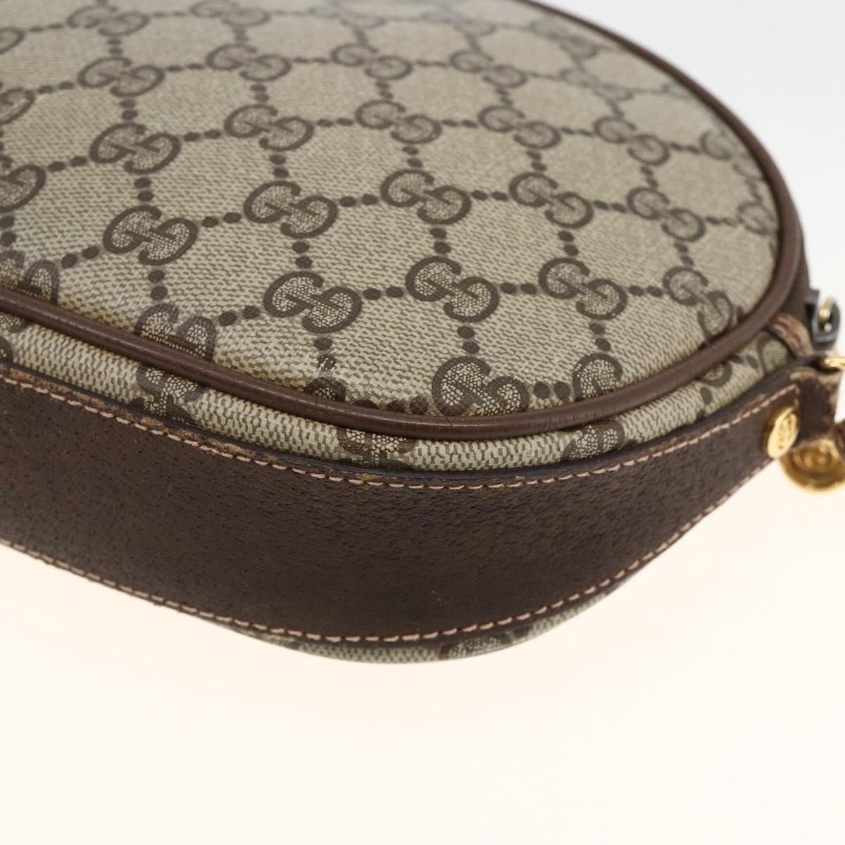 GUCCI GG Supreme Shoulder Bag PVC Beige Gold Auth BSZ655