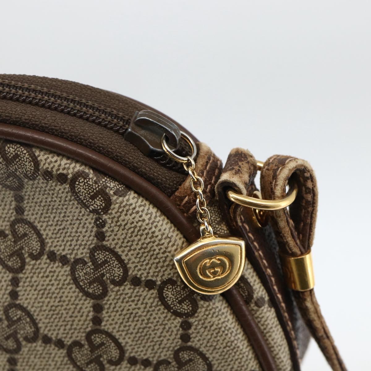 GUCCI GG Supreme Shoulder Bag PVC Beige Gold Auth BSZ655