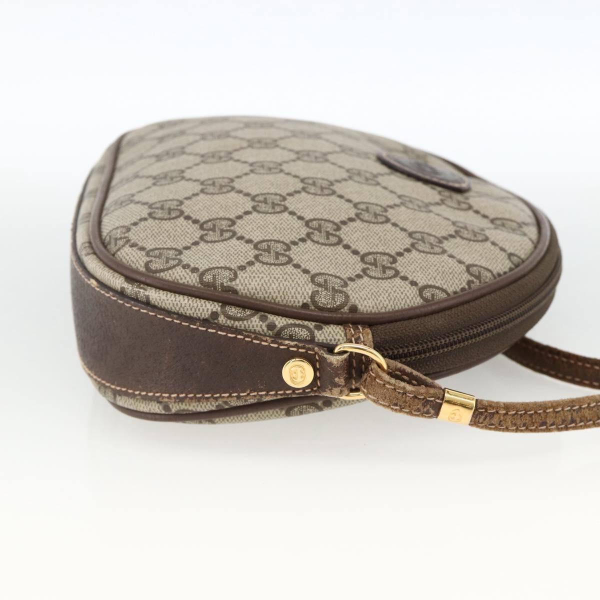 GUCCI GG Supreme Shoulder Bag PVC Beige Gold Auth BSZ655