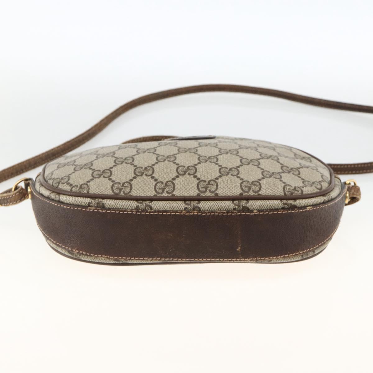 GUCCI GG Supreme Shoulder Bag PVC Beige Gold Auth BSZ655