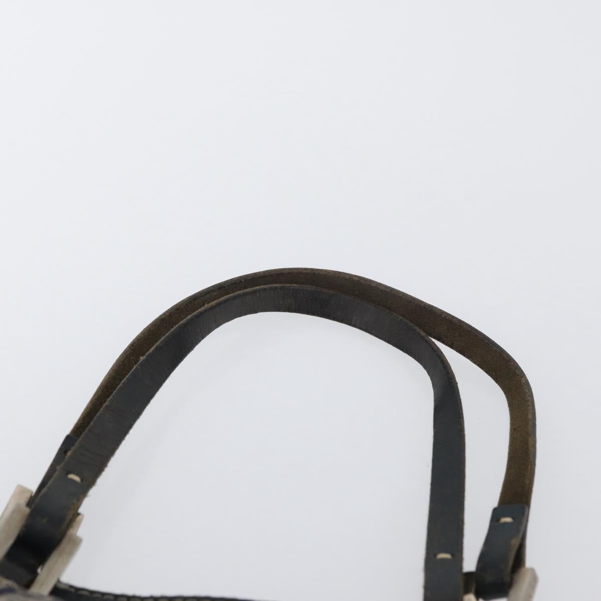 FENDI Zucchino Canvas Hand Bag Navy Silver Auth BSZ657