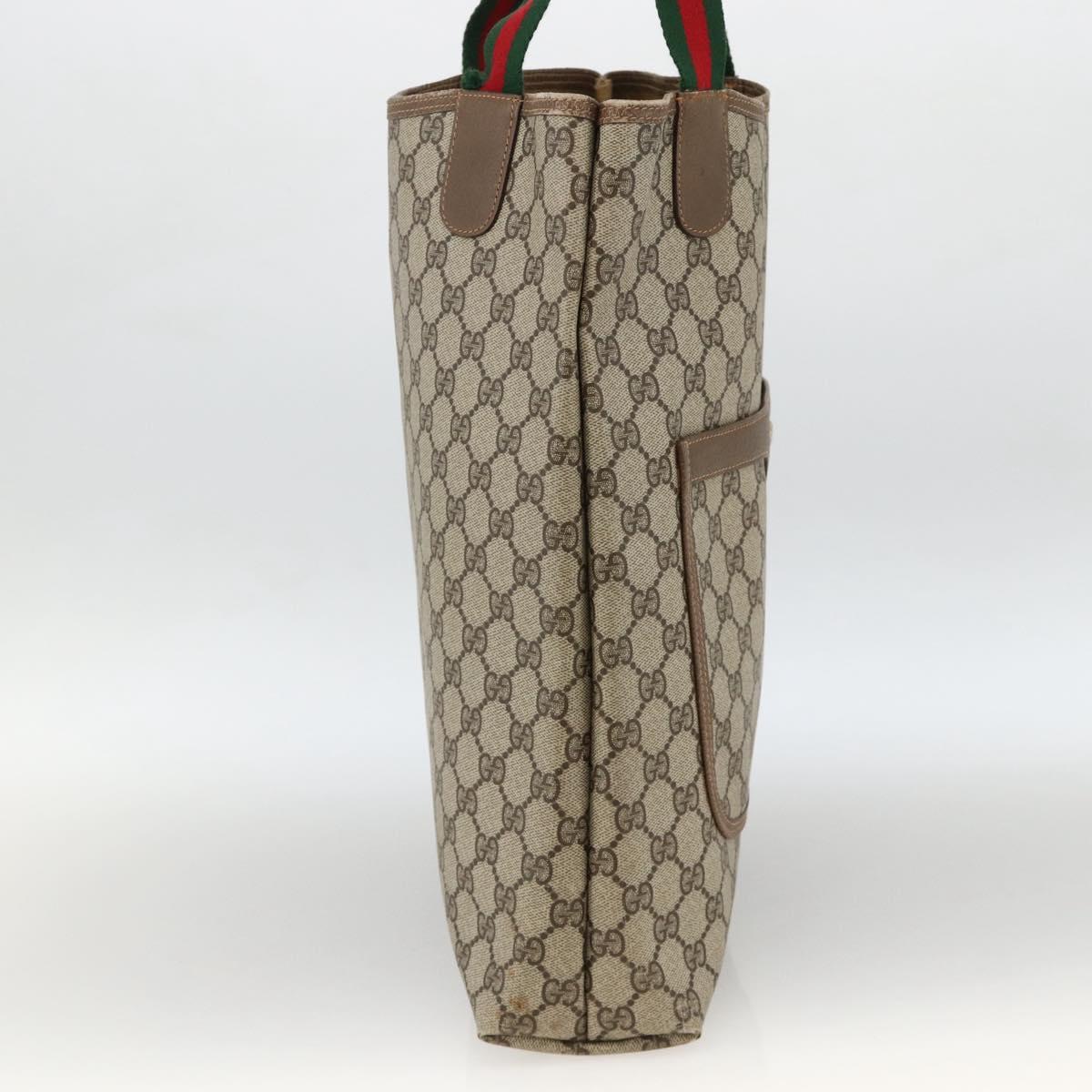 GUCCI GG Supreme Web Sherry Line Tote Bag PVC Beige Red 39 02 003 Auth BSZ658