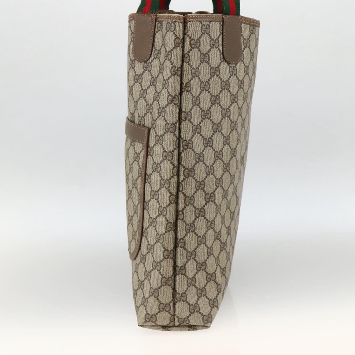 GUCCI GG Supreme Web Sherry Line Tote Bag PVC Beige Red 39 02 003 Auth BSZ658