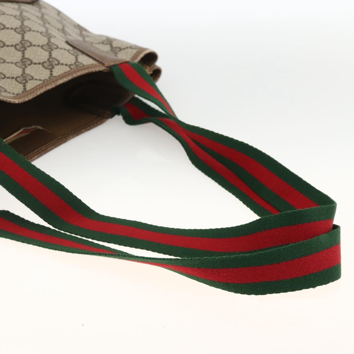 GUCCI GG Supreme Web Sherry Line Tote Bag PVC Beige Red 39 02 003 Auth BSZ658