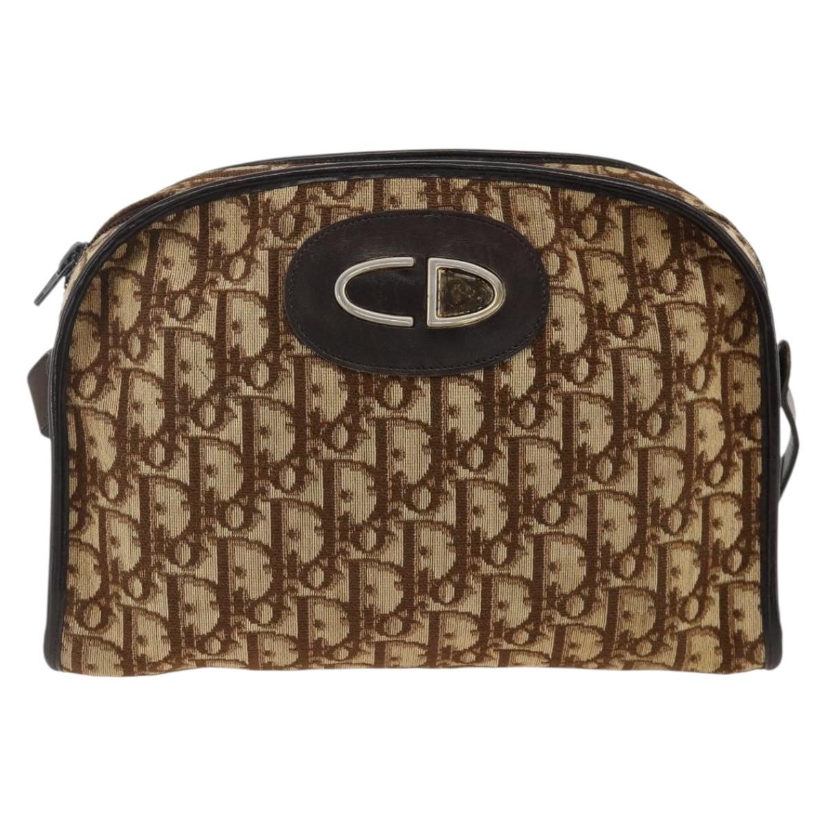Christian Dior Trotter Canvas Shoulder Bag Beige Auth BSZ660
