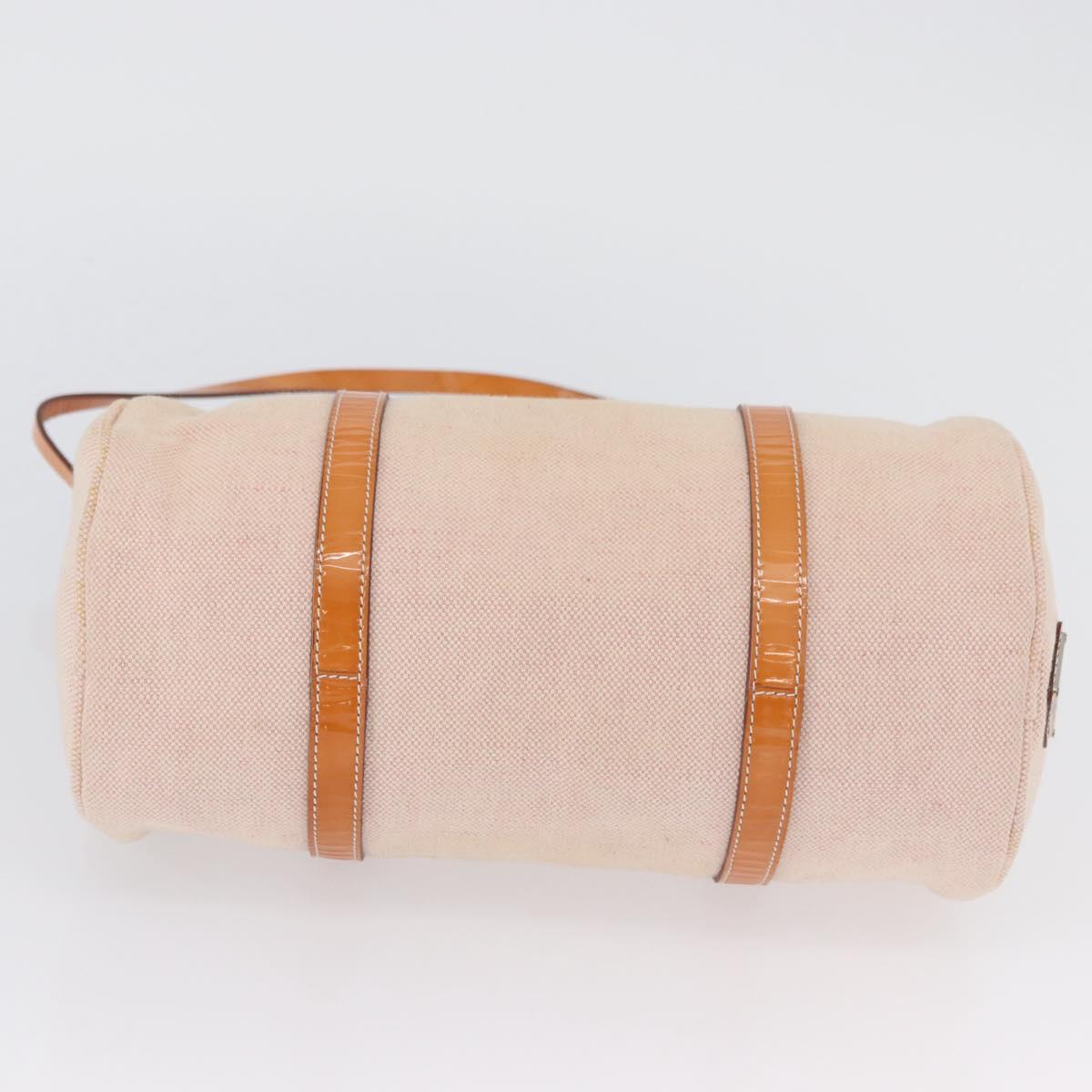 PRADA Hand Bag Canvas 2way Beige Silver Auth BSZ665A