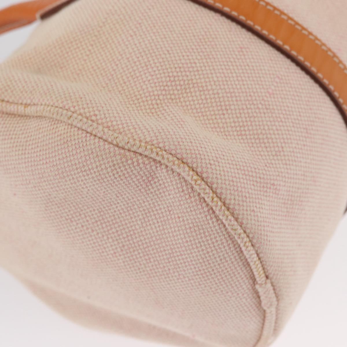 PRADA Hand Bag Canvas 2way Beige Silver Auth BSZ665A