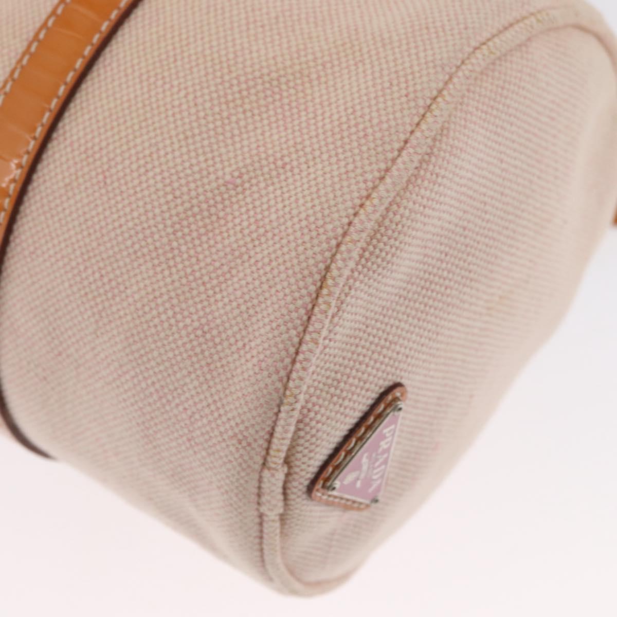PRADA Hand Bag Canvas 2way Beige Silver Auth BSZ665A