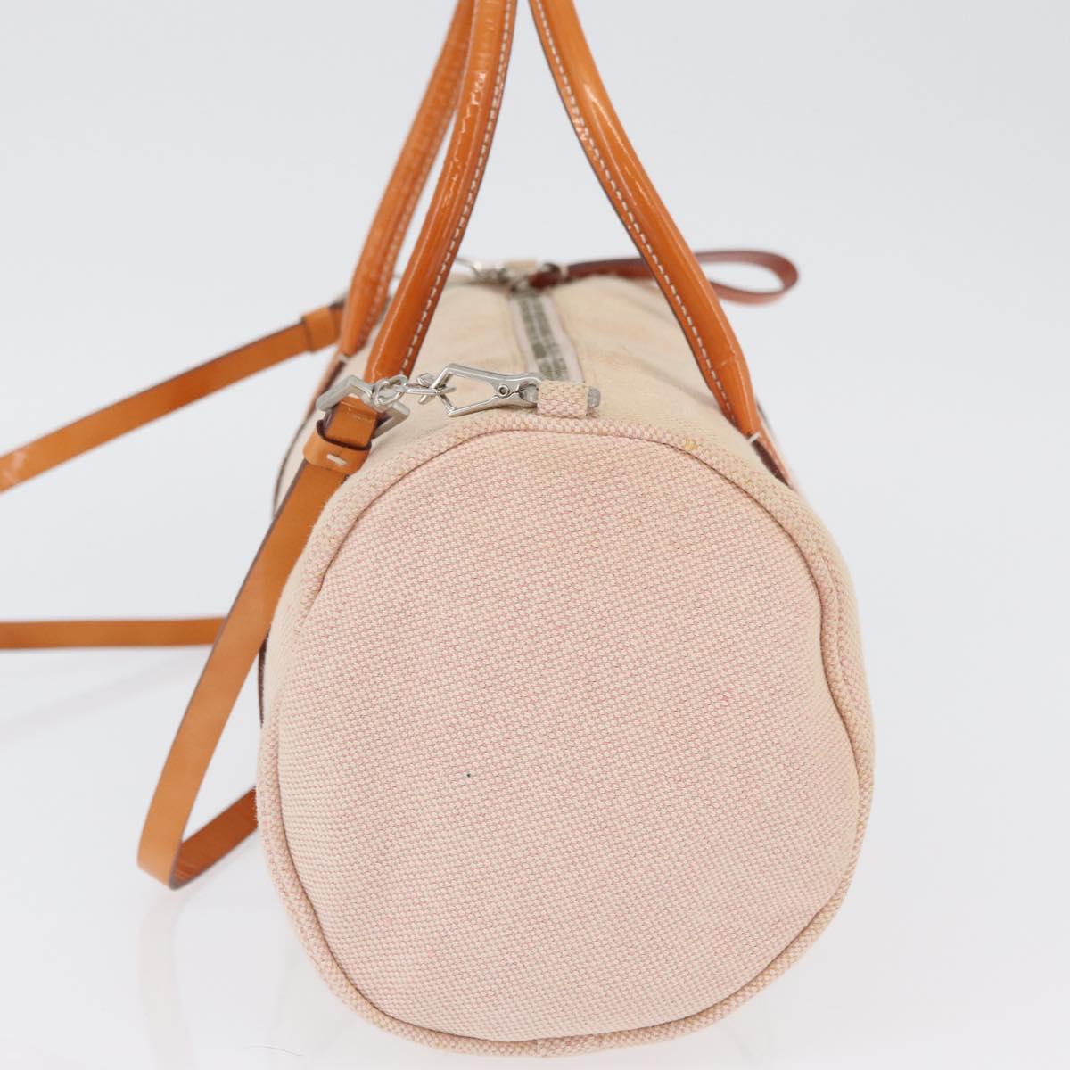 PRADA Hand Bag Canvas 2way Beige Silver Auth BSZ665A