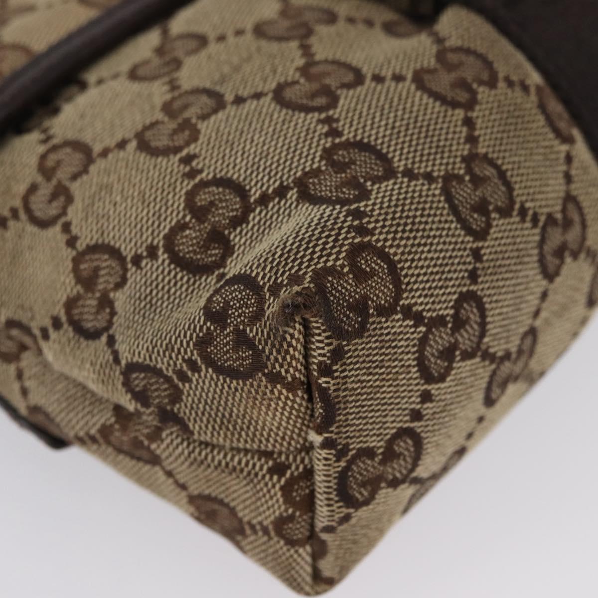 GUCCI GG Canvas Shoulder Bag Beige Silver 131236 Auth BSZ673