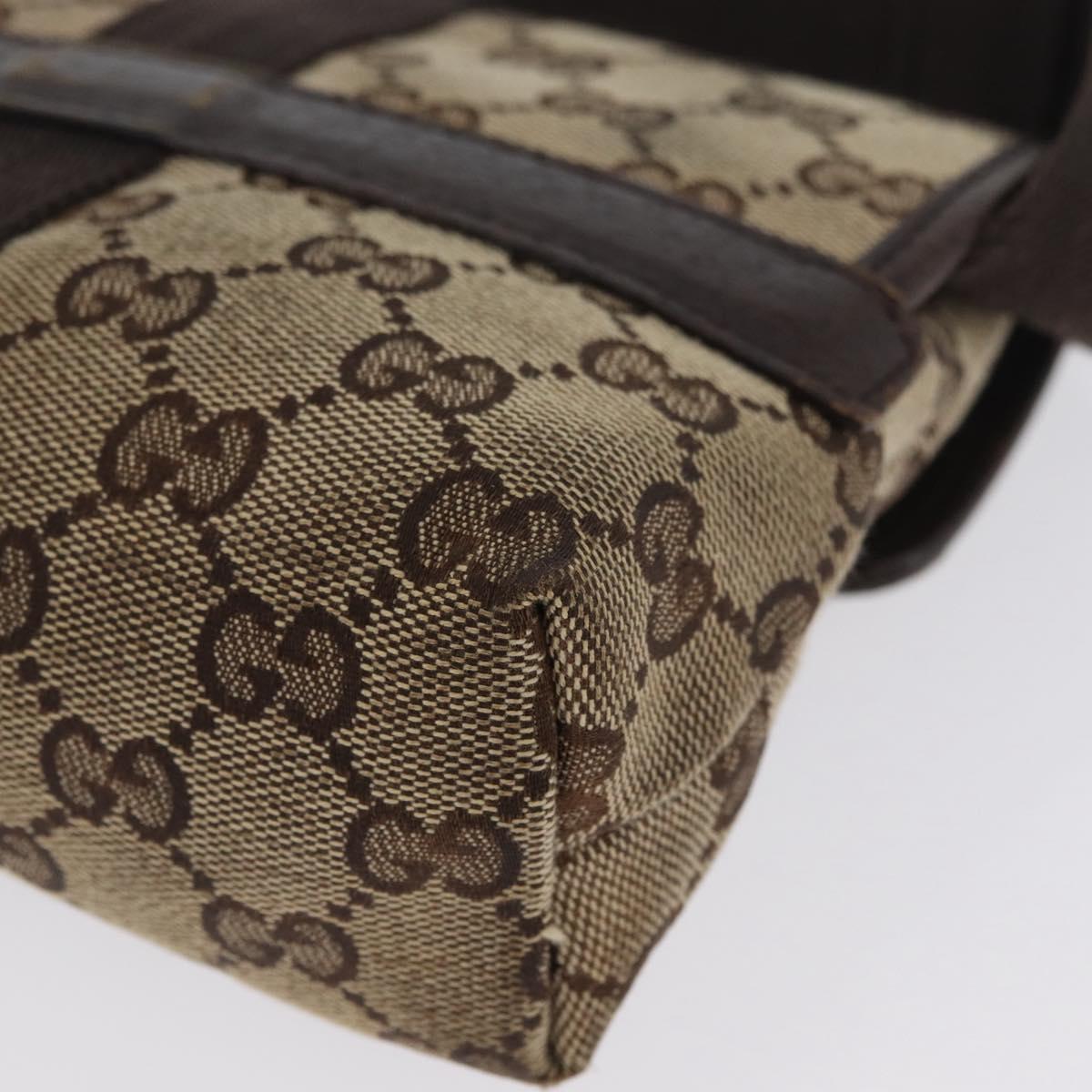 GUCCI GG Canvas Shoulder Bag Beige Silver 131236 Auth BSZ673