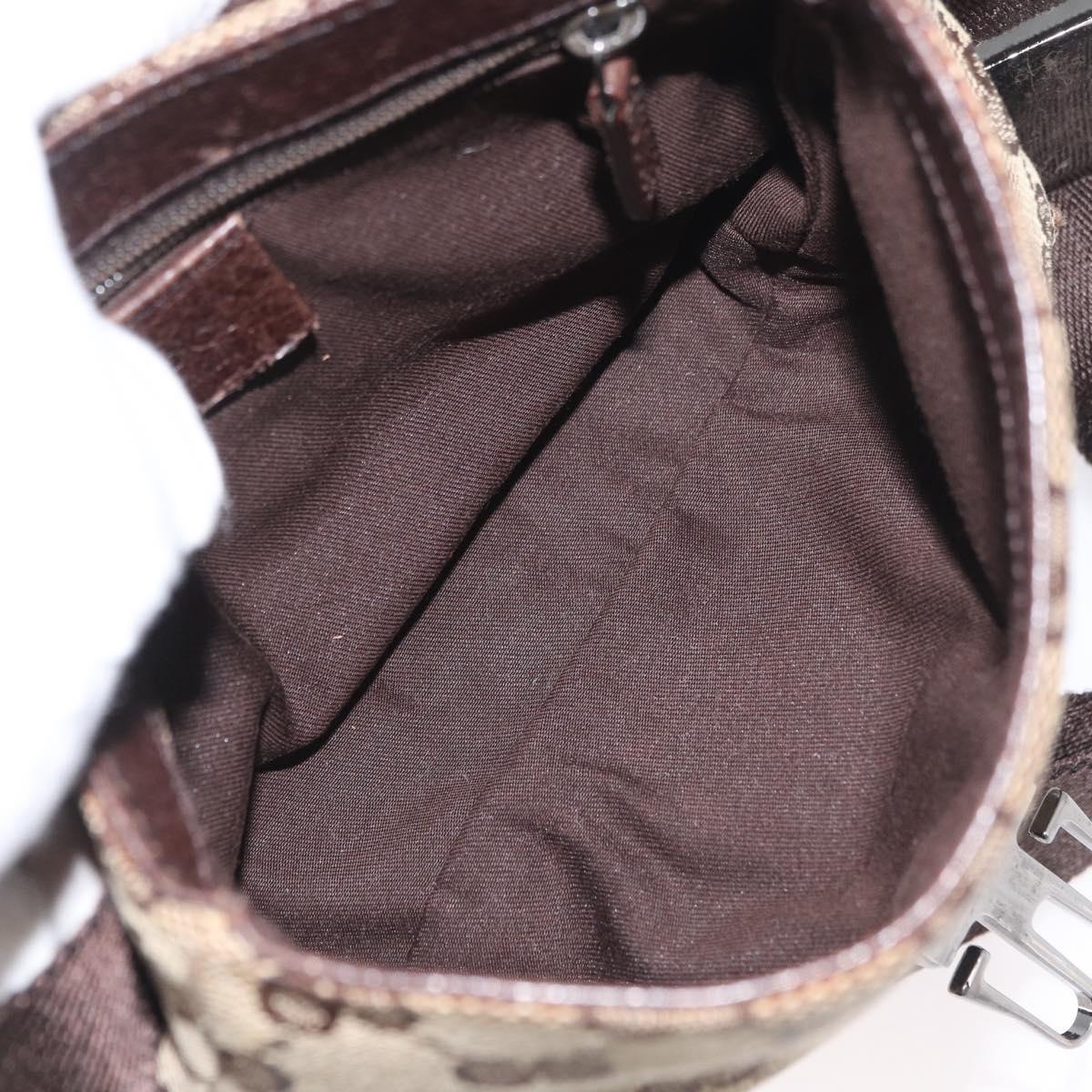 GUCCI GG Canvas Shoulder Bag Beige Silver 131236 Auth BSZ673