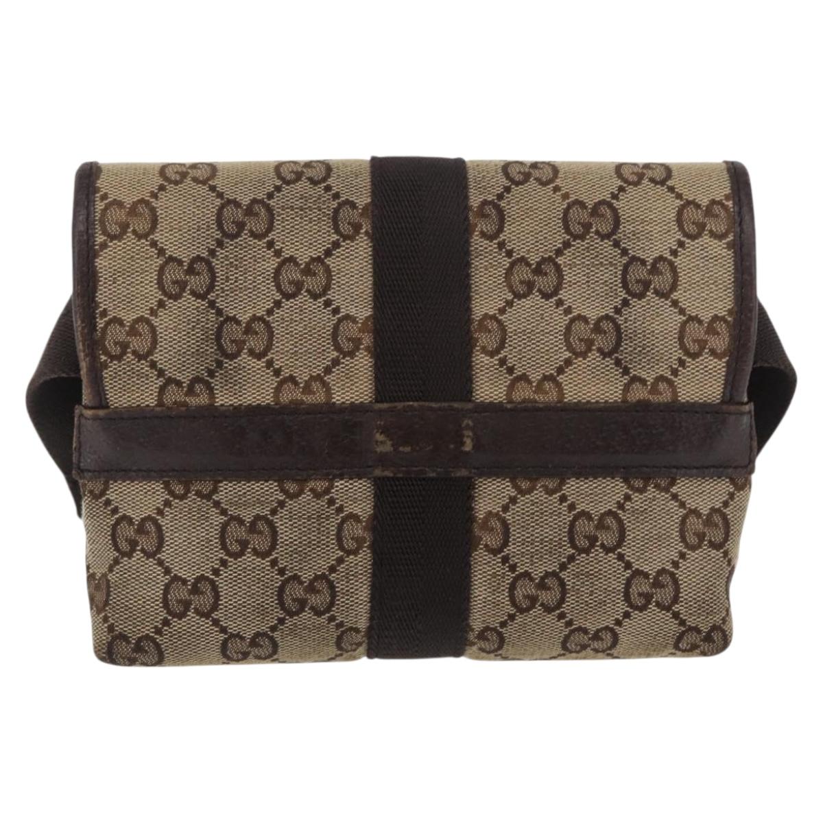 GUCCI GG Canvas Shoulder Bag Beige Silver 131236 Auth BSZ673