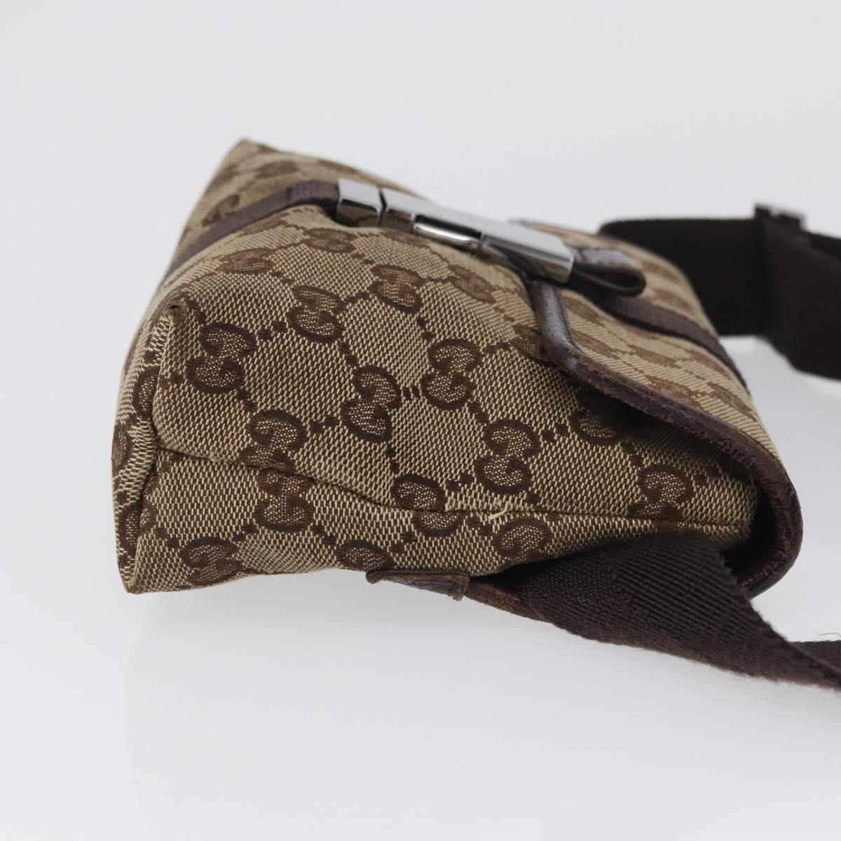 GUCCI GG Canvas Shoulder Bag Beige Silver 131236 Auth BSZ673