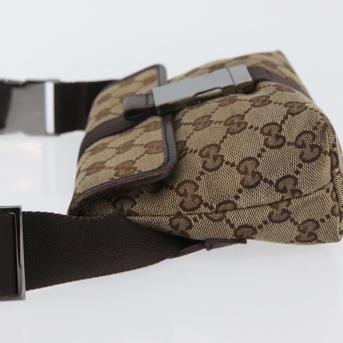 GUCCI GG Canvas Shoulder Bag Beige Silver 131236 Auth BSZ673