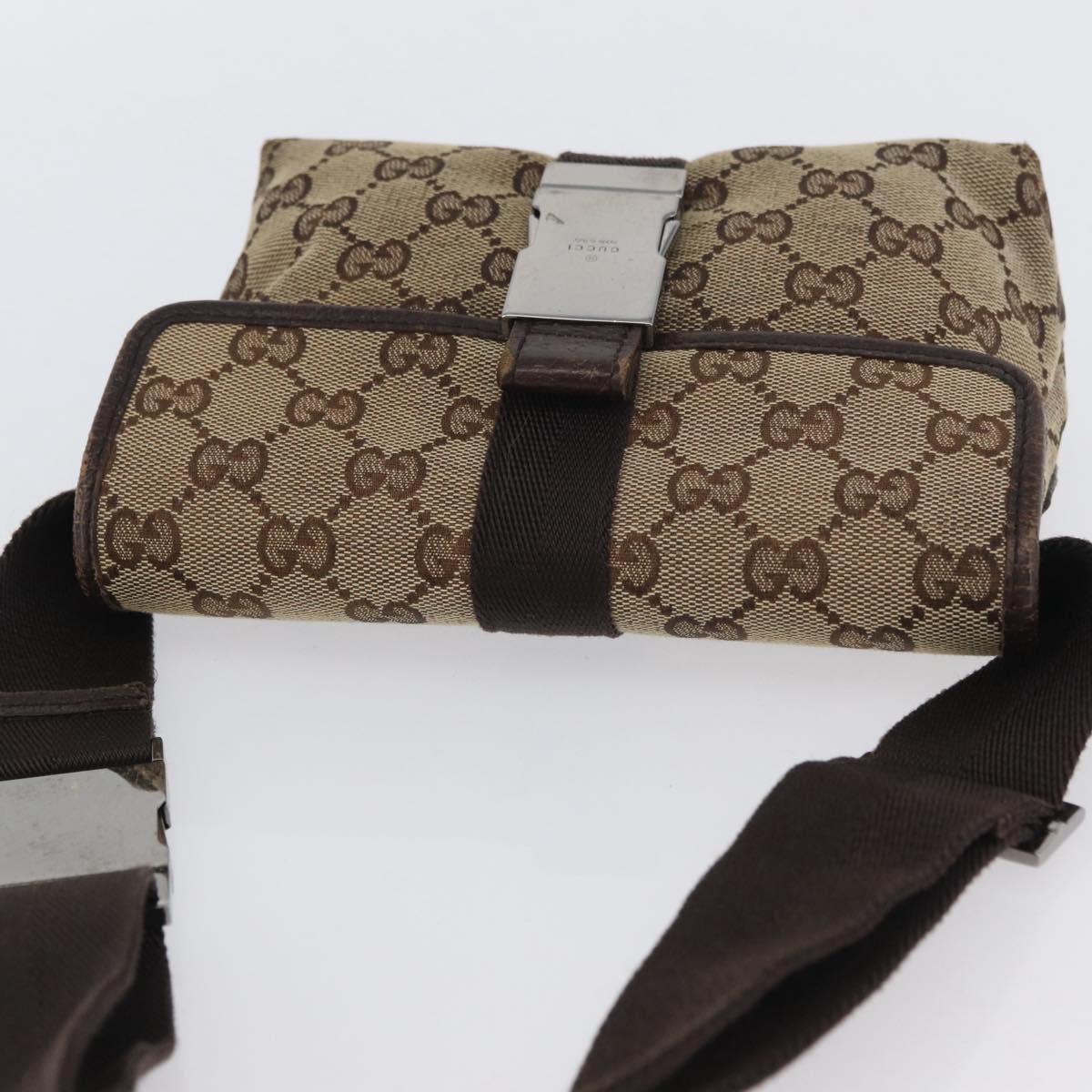 GUCCI GG Canvas Shoulder Bag Beige Silver 131236 Auth BSZ673