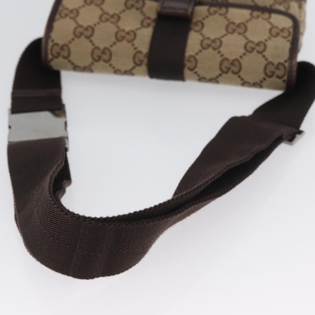 GUCCI GG Canvas Shoulder Bag Beige Silver 131236 Auth BSZ673