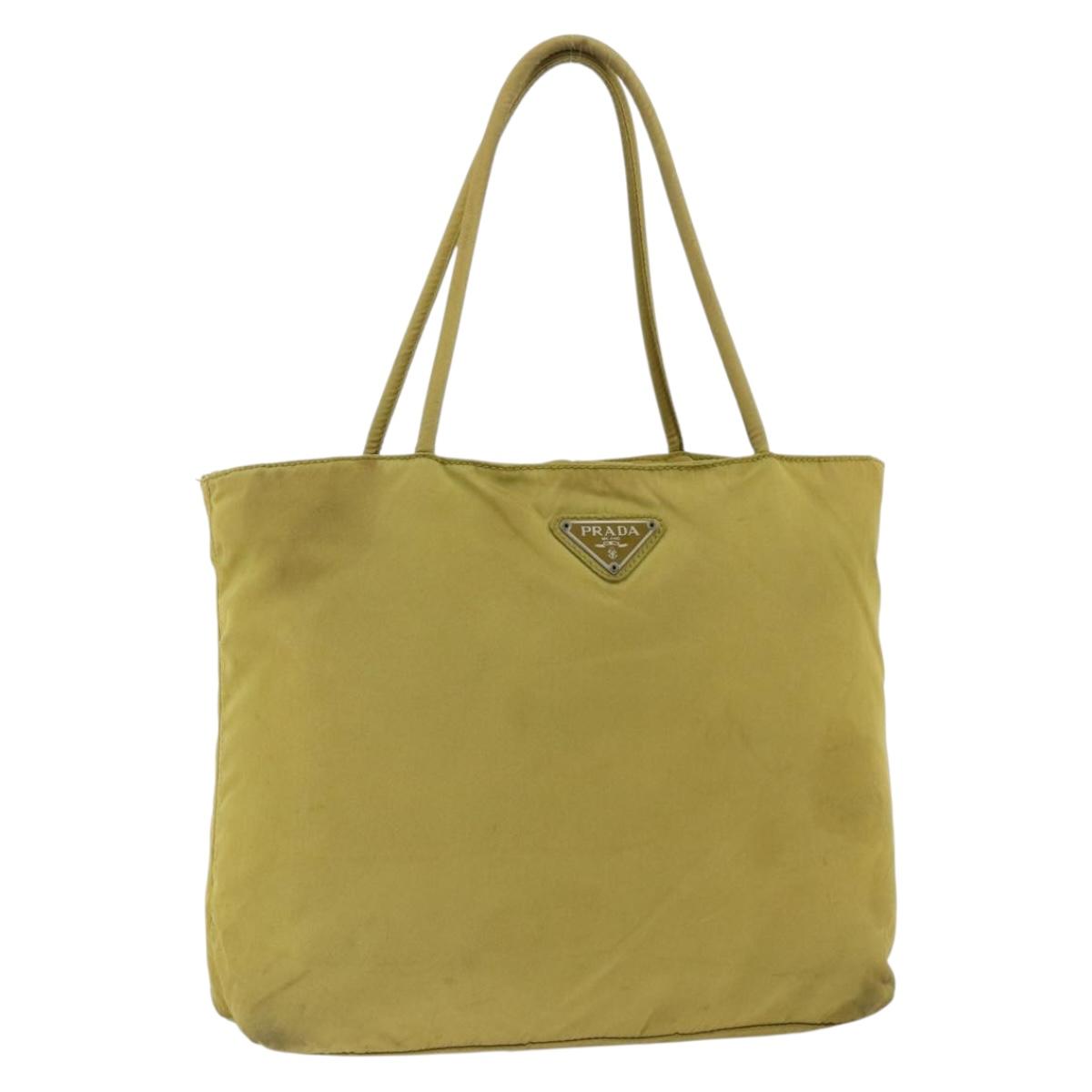 PRADA Hand Bag Nylon Green Auth BSZ678