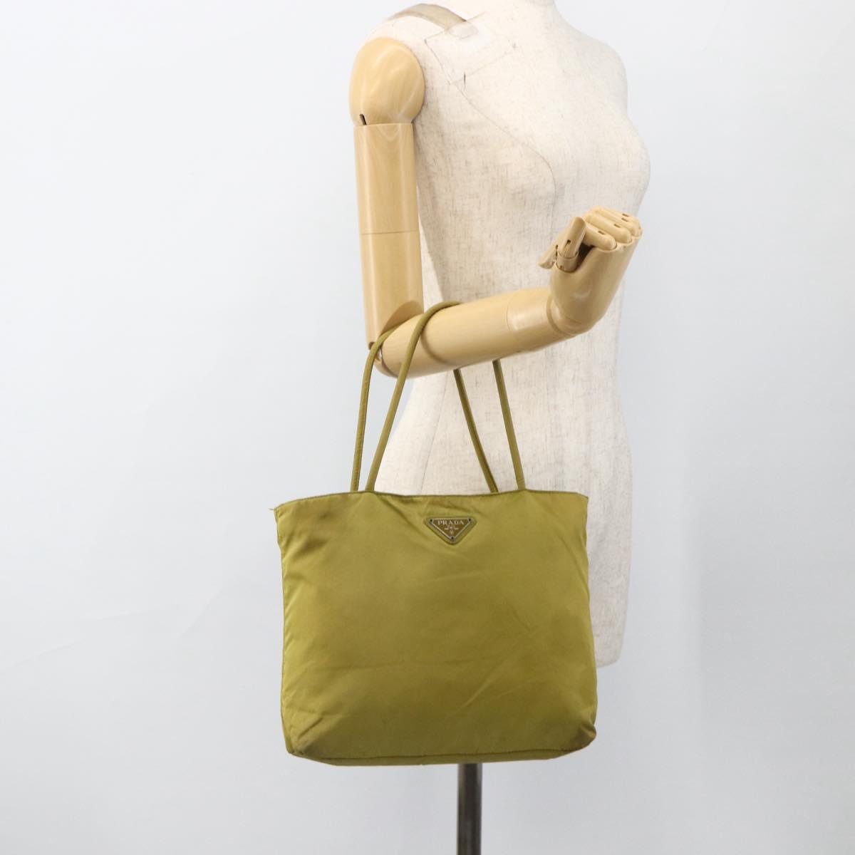 PRADA Hand Bag Nylon Green Auth BSZ678
