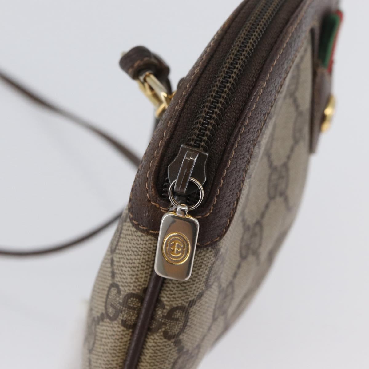 GUCCI GG Supreme Web Sherry Line Bag PVC Beige Gold 904 02 047 Auth BSZ679