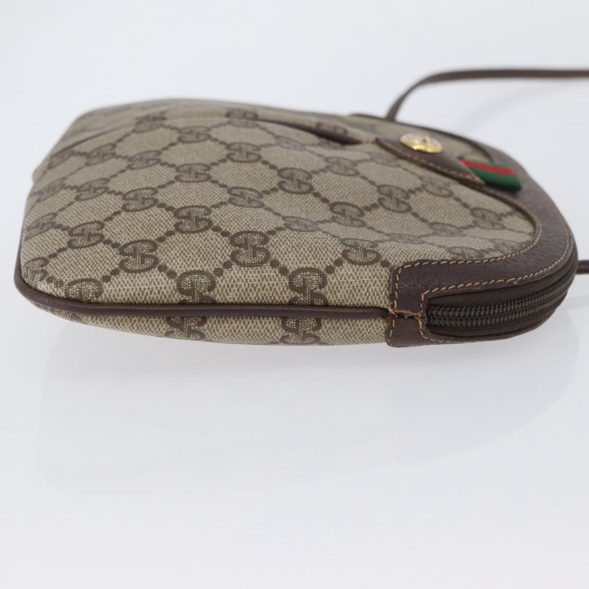 GUCCI GG Supreme Web Sherry Line Bag PVC Beige Gold 904 02 047 Auth BSZ679