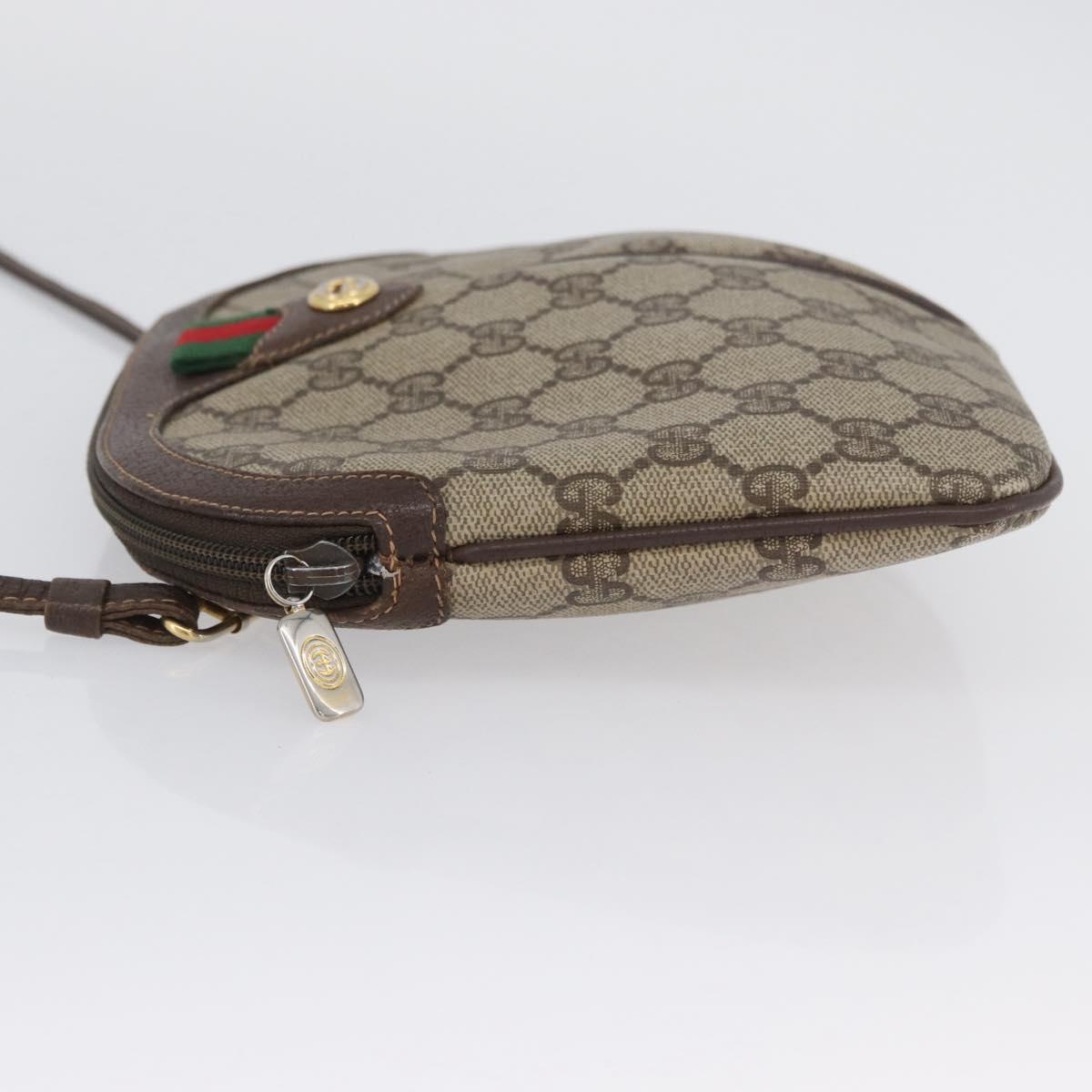 GUCCI GG Supreme Web Sherry Line Bag PVC Beige Gold 904 02 047 Auth BSZ679