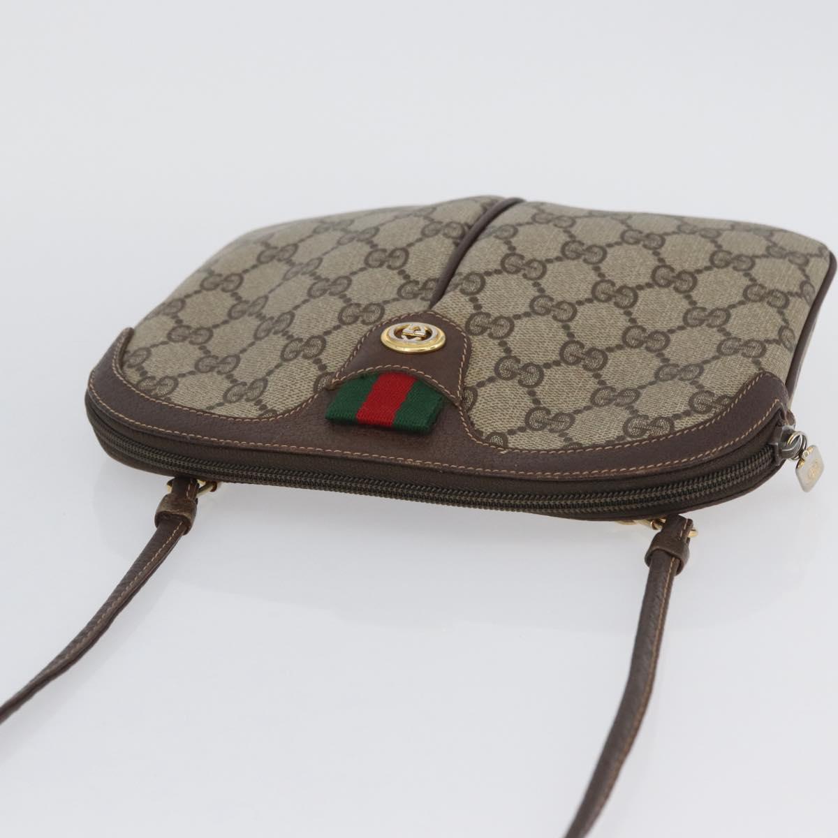 GUCCI GG Supreme Web Sherry Line Bag PVC Beige Gold 904 02 047 Auth BSZ679
