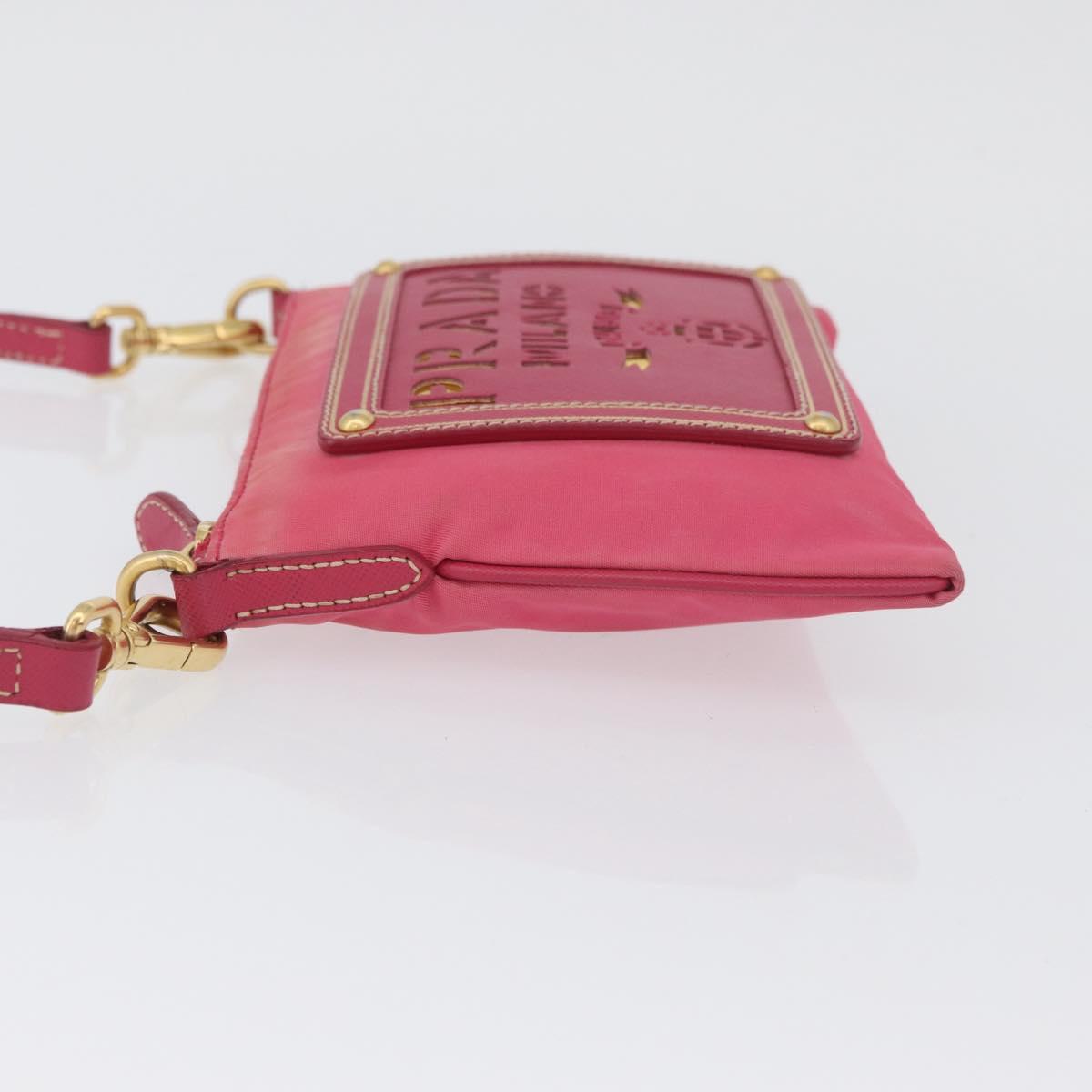 PRADA Shoulder Bag Nylon Pink Gold Auth BSZ681