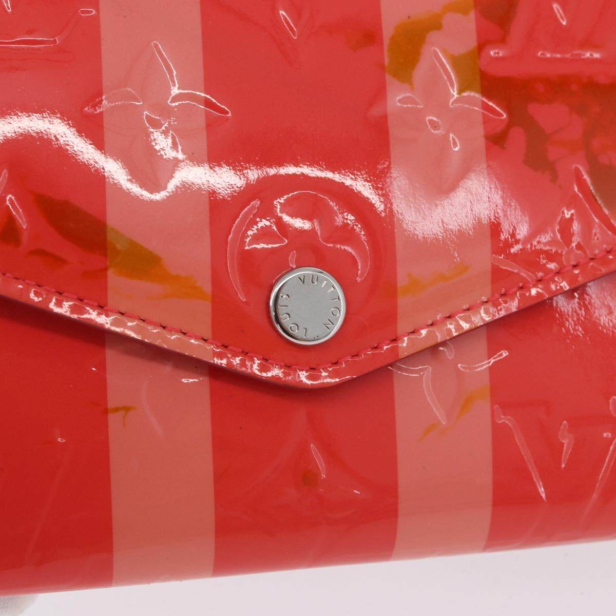 LOUIS VUITTON Vernis Rayure Portefeiulle Sarah Poppy Petal M58038 Auth BSZ682