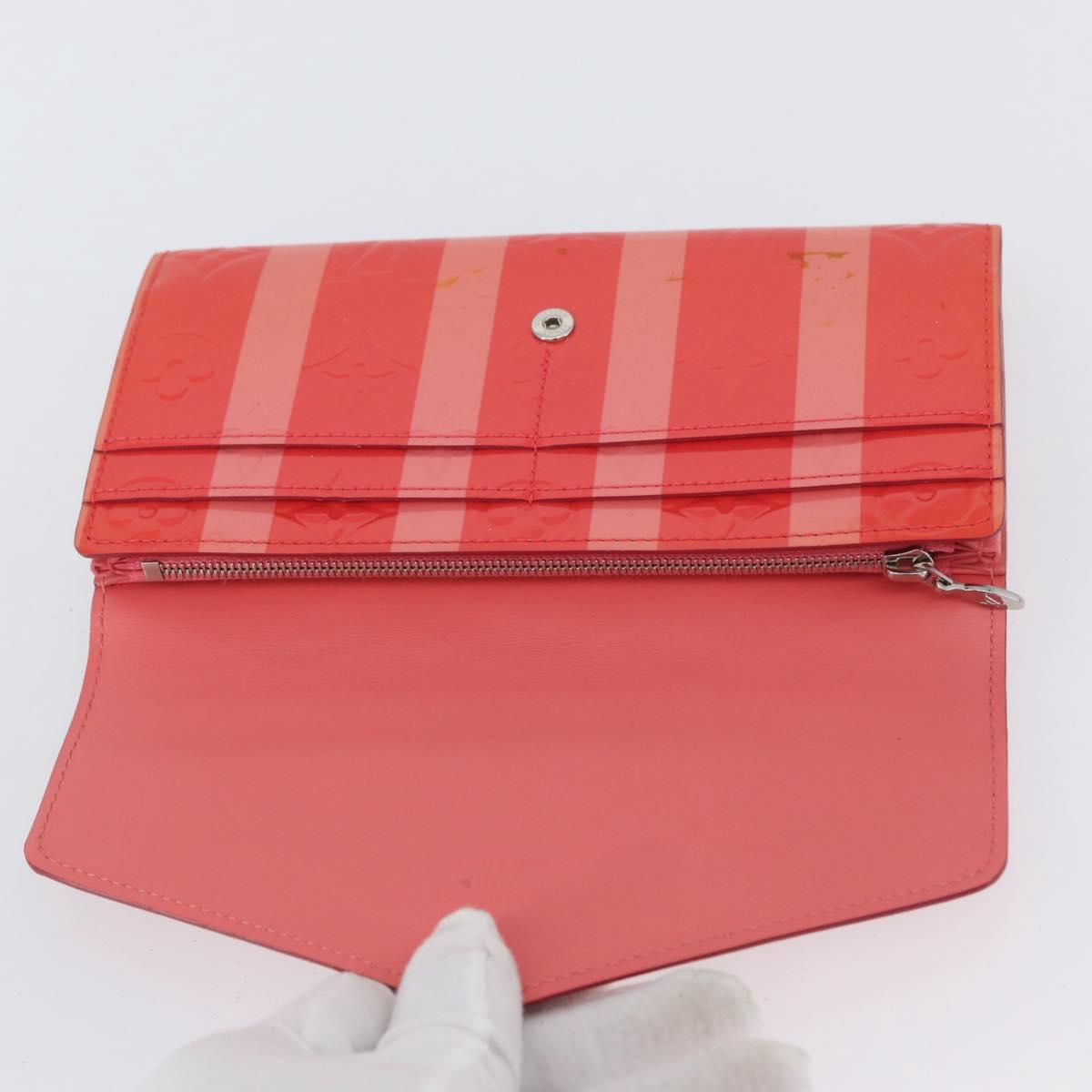 LOUIS VUITTON Vernis Rayure Portefeiulle Sarah Poppy Petal M58038 Auth BSZ682