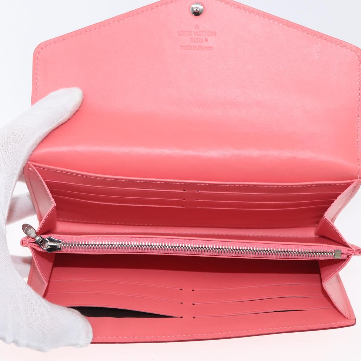 LOUIS VUITTON Vernis Rayure Portefeiulle Sarah Poppy Petal M58038 Auth BSZ682