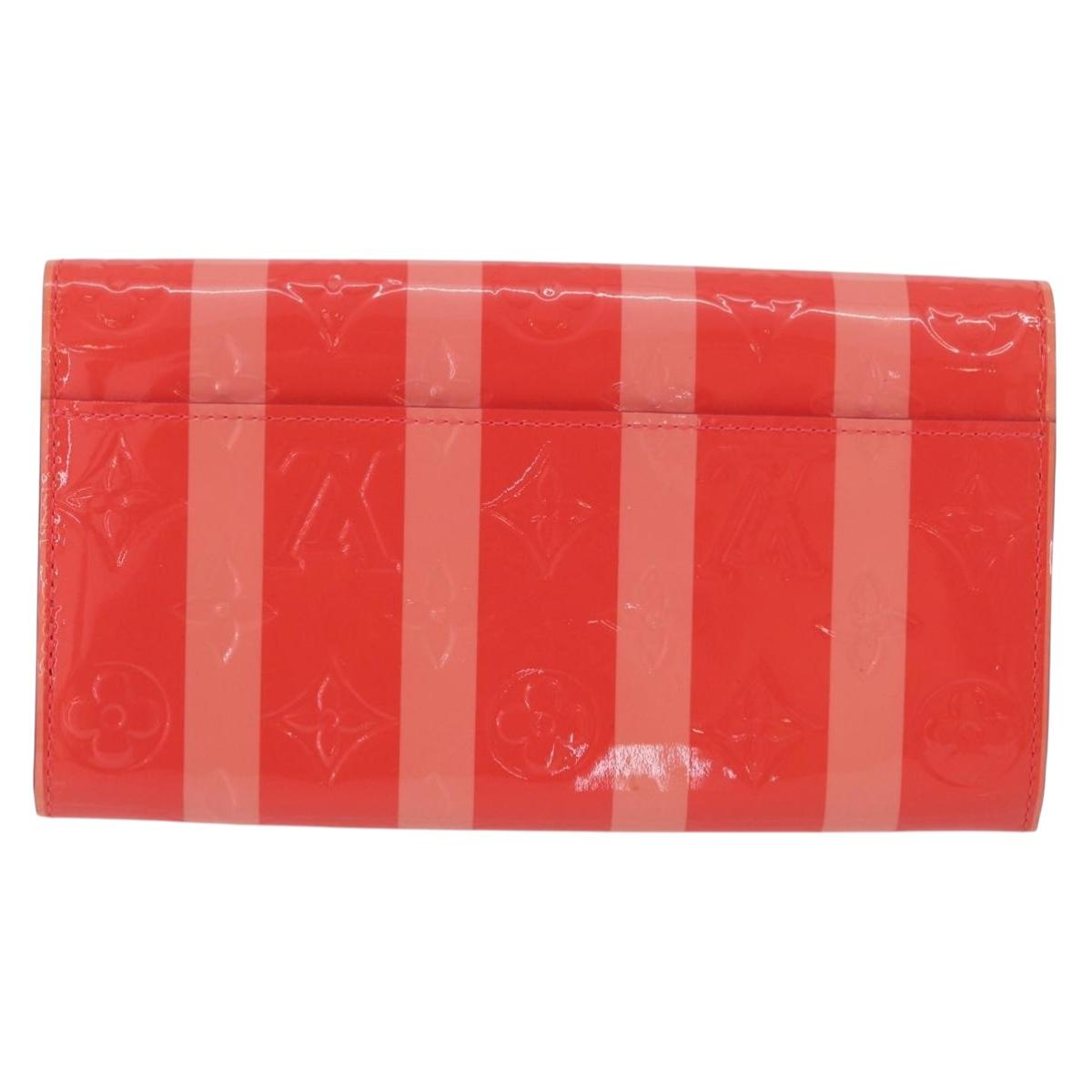 LOUIS VUITTON Vernis Rayure Portefeiulle Sarah Poppy Petal M58038 Auth BSZ682