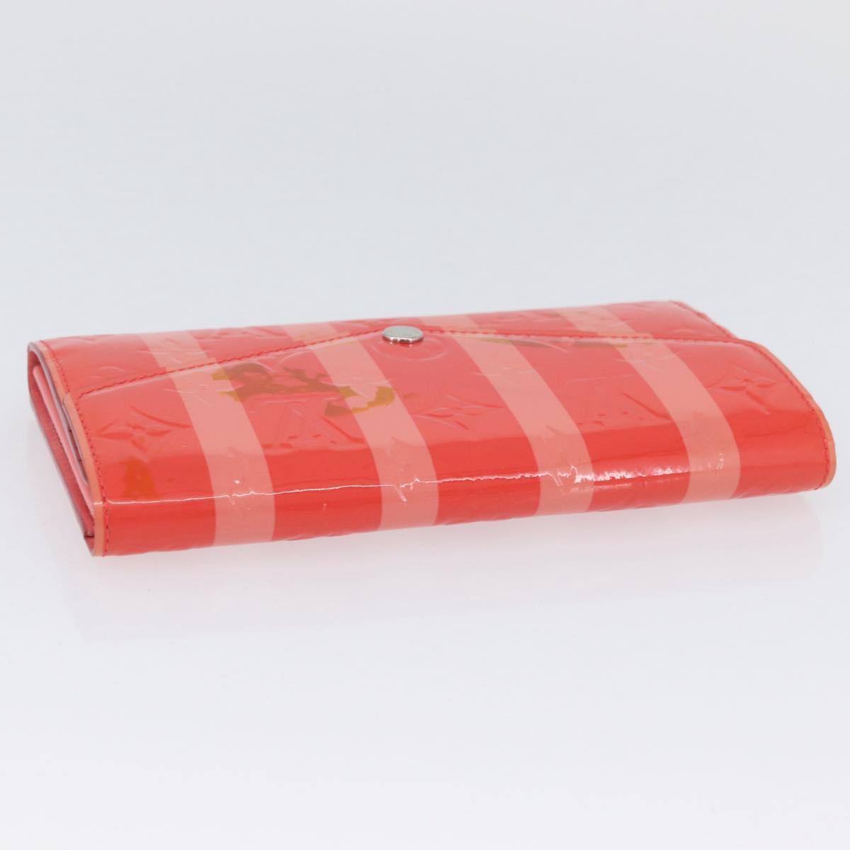 LOUIS VUITTON Vernis Rayure Portefeiulle Sarah Poppy Petal M58038 Auth BSZ682